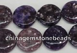 CKU37 15.5 inches 18mm flat round purple kunzite beads wholesale