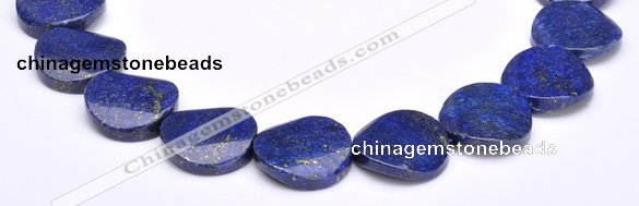 CLA32 26*26mm twisted coin deep blue dyed lapis lazuli beads