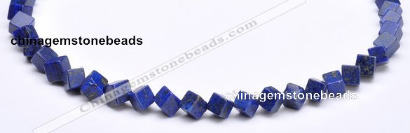 CLA39 6*6*6mm oblique-drilled cubic dyed lapis lazuli beads