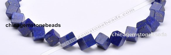 CLA40 oblique-drilled cubic 10*10*10mm dyed lapis lazuli beads