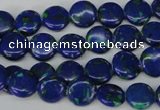 CLA410 15.5 inches 10mm flat round synthetic lapis lazuli beads