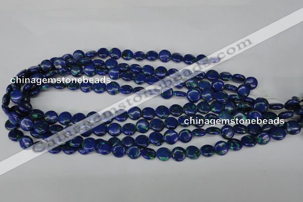 CLA410 15.5 inches 10mm flat round synthetic lapis lazuli beads