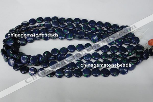 CLA411 15.5 inches 12mm flat round synthetic lapis lazuli beads