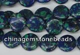 CLA412 15.5 inches 14mm flat round synthetic lapis lazuli beads