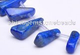 CLA44 Freeform pyramid deep blue dyed lapis lazuli stone beads