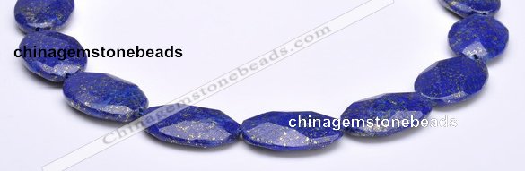 CLA46 20*30mm faceted oval deep blue dyed lapis lazuli beads