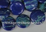 CLA460 15.5 inches 18mm flat round synthetic lapis lazuli beads