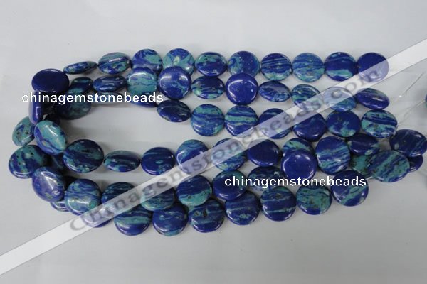 CLA460 15.5 inches 18mm flat round synthetic lapis lazuli beads