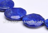 CLA48 Faceted coin 25*25mm deep blue dyed lapis lazuli beads