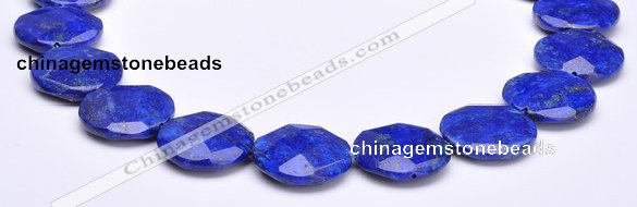 CLA48 Faceted coin 25*25mm deep blue dyed lapis lazuli beads