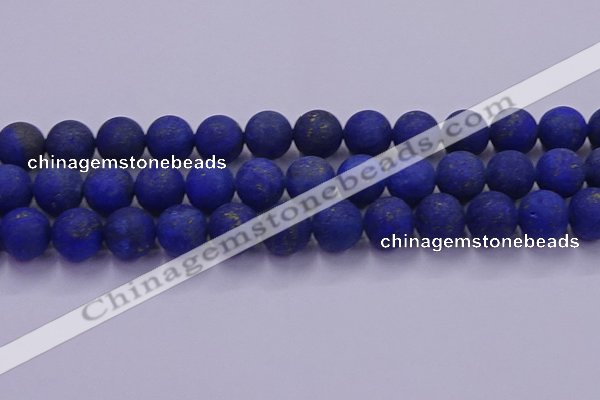 CLA75 15.5 inches 14mm round matte lapis lazuli beads wholesale