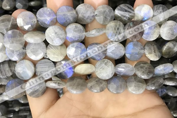 CLB1039 15.5 inches 12mm faceted coin labradorite beads wholesale