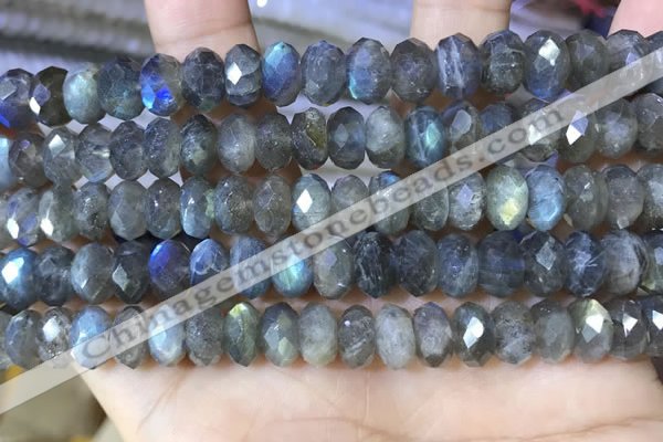 CLB1054 15.5 inches 6*10mm faceted rondelle labradorite gemstone beads