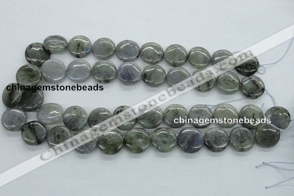 CLB107 15.5 inches 18mm flat round labradorite gemstone beads wholesale