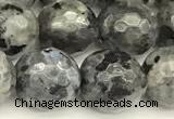 CLB1133 15 inches 12mm faceted round black labradorite beads