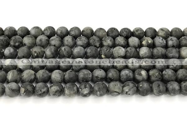 CLB1197 15 inches 8mm round matte black labradorite beads