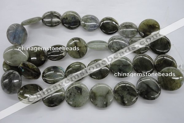 CLB138 15.5 inches 25mm flat round labradorite gemstone beads