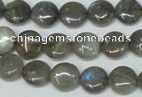 CLB168 15.5 inches 12mm flat round labradorite gemstone beads