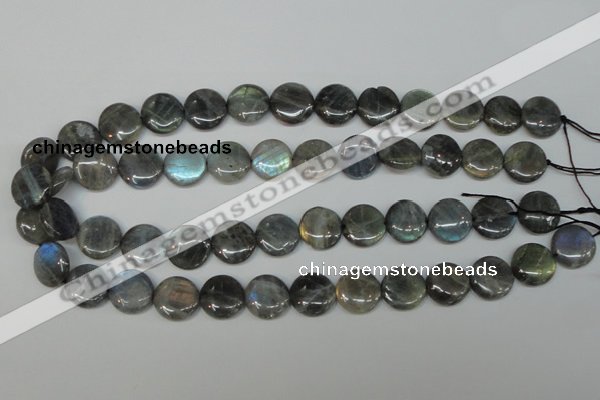 CLB170 15.5 inches 16mm flat round labradorite gemstone beads