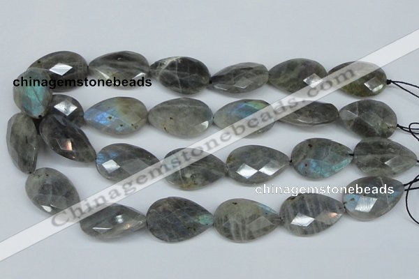 CLB186 15.5 inches 20*30mm faceted flat teardrop labradorite beads