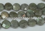 CLB190 15.5 inches 10mm faceted coin labradorite gemstone beads