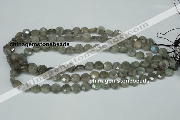 CLB190 15.5 inches 10mm faceted coin labradorite gemstone beads