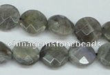 CLB191 15.5 inches 14mm faceted coin labradorite gemstone beads