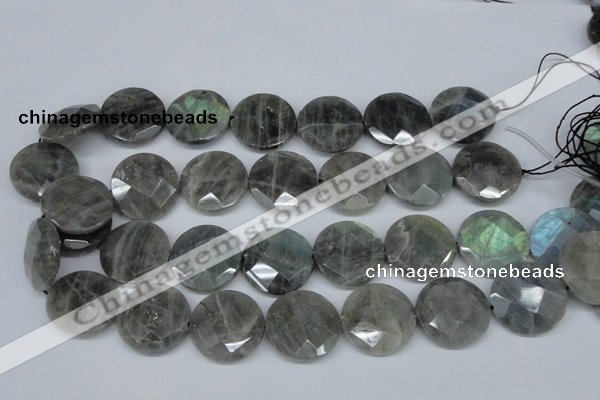 CLB194 15.5 inches 25mm faceted coin labradorite gemstone beads