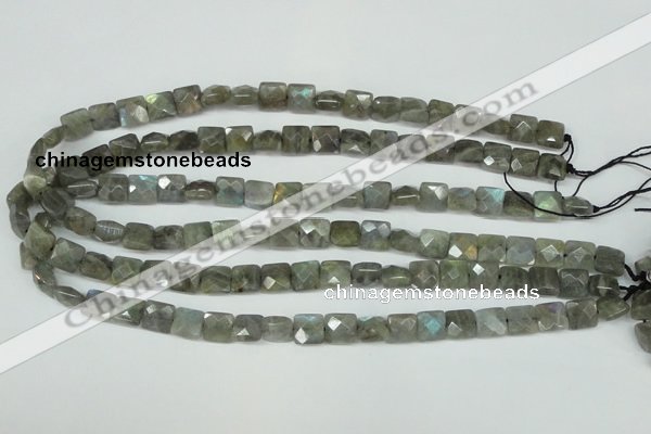 CLB199 15.5 inches 10*10mm faceted square labradorite beads