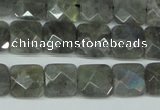 CLB200 15.5 inches 12*12mm faceted square labradorite beads