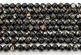 CLB2002 15 inches 8mm round black lepidolite gemstone beads