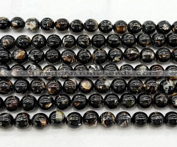 CLB2003 15 inches 10mm round black lepidolite gemstone beads