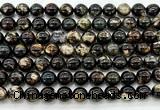 CLB2004 15 inches 12mm round black lepidolite gemstone beads