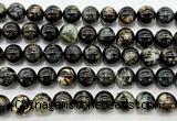 CLB2005 15 inches 14mm round black lepidolite gemstone beads