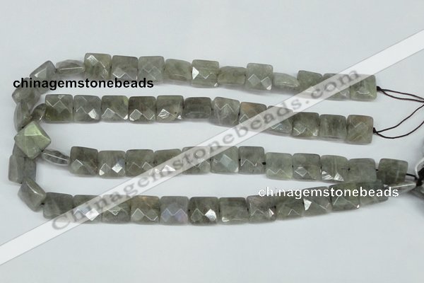 CLB201 15.5 inches 14*14mm faceted square labradorite beads