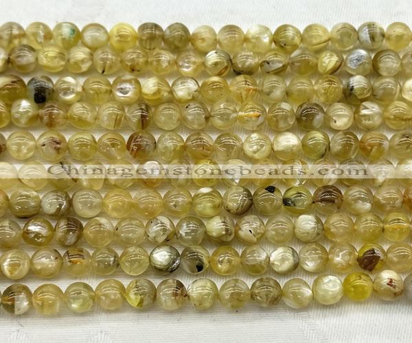 CLB2010 15 inches 6mm round yellow lepidolite gemstone beads