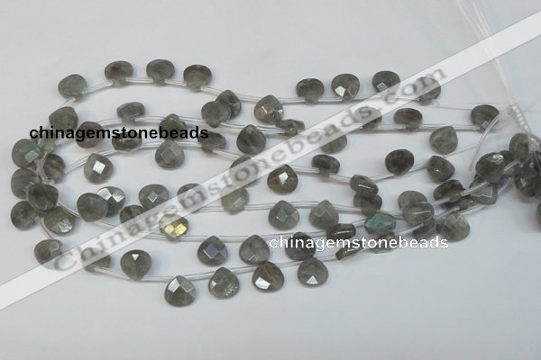 CLB204 Top-drilled 10*10mm briolette labradorite gemstone beads