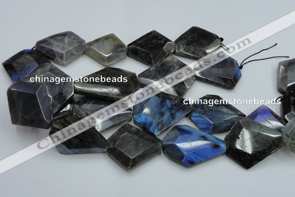 CLB219 15.5 inches 30*35mm - 40*45mm faceted freeform labradorite beads