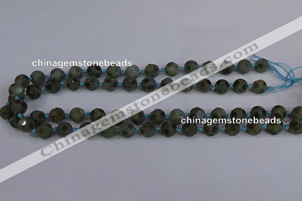 CLB230 15.5 inches 10mm faceted round matte labradorite beads