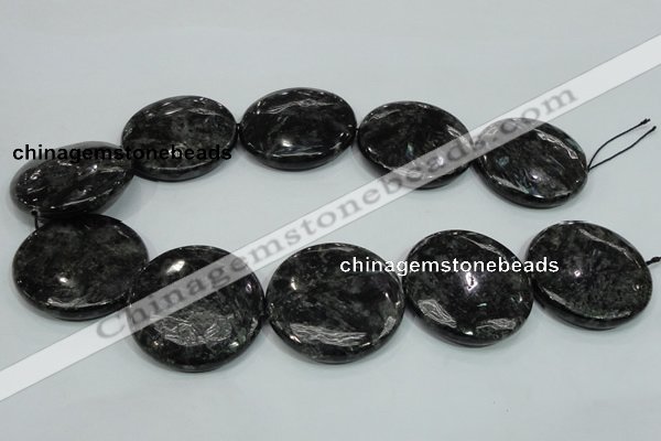 CLB315 15.5 inches 40mm flat round black labradorite gemstone beads