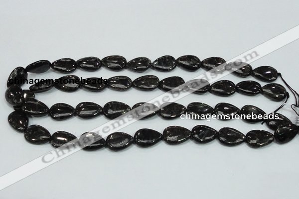 CLB316 15.5 inches 13*18mm flat teardrop black labradorite beads