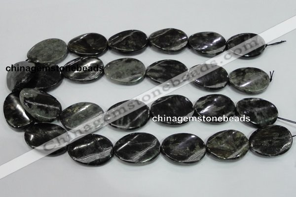 CLB318 15.5 inches 22*30mm twisted oval black labradorite beads