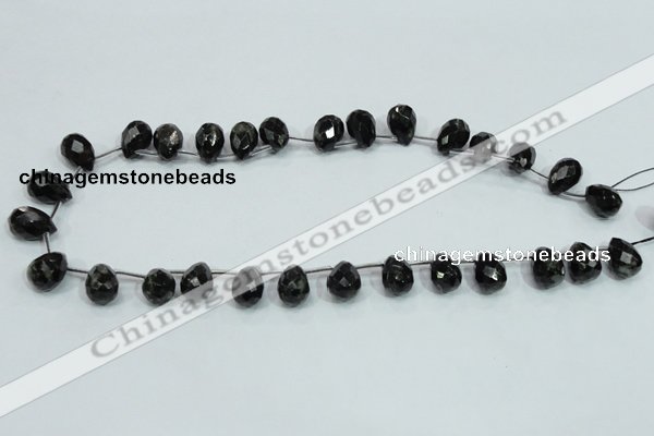 CLB319 10*14mm top-drilled faceted teardrop black labradorite beads