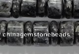 CLB320 15.5 inches 6*18mm & 12*18mm rondelle black labradorite beads