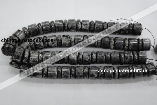 CLB320 15.5 inches 6*18mm & 12*18mm rondelle black labradorite beads