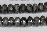 CLB322 15.5 inches 6*12mm faceted rondelle black labradorite beads