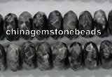 CLB323 15.5 inches 7*14mm faceted rondelle black labradorite beads