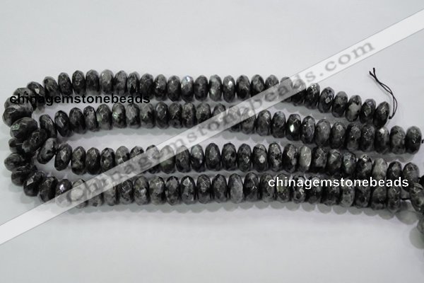 CLB323 15.5 inches 7*14mm faceted rondelle black labradorite beads