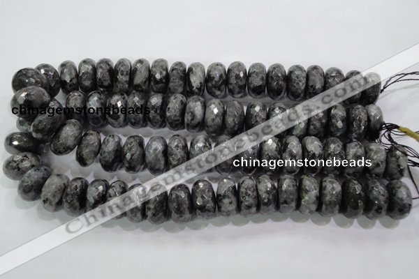 CLB324 15.5 inches 12*20mm faceted rondelle black labradorite beads