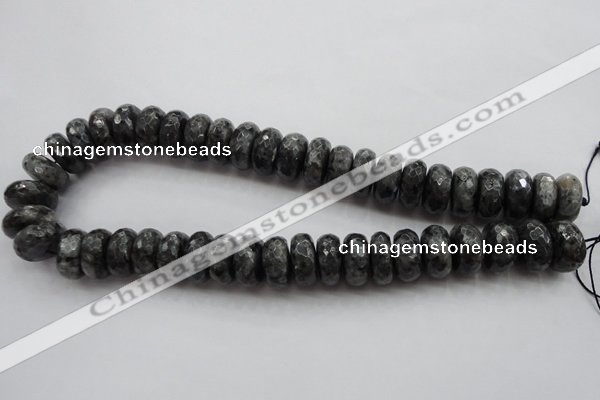 CLB332 15.5 inches 10*18mm faceted rondelle black labradorite beads